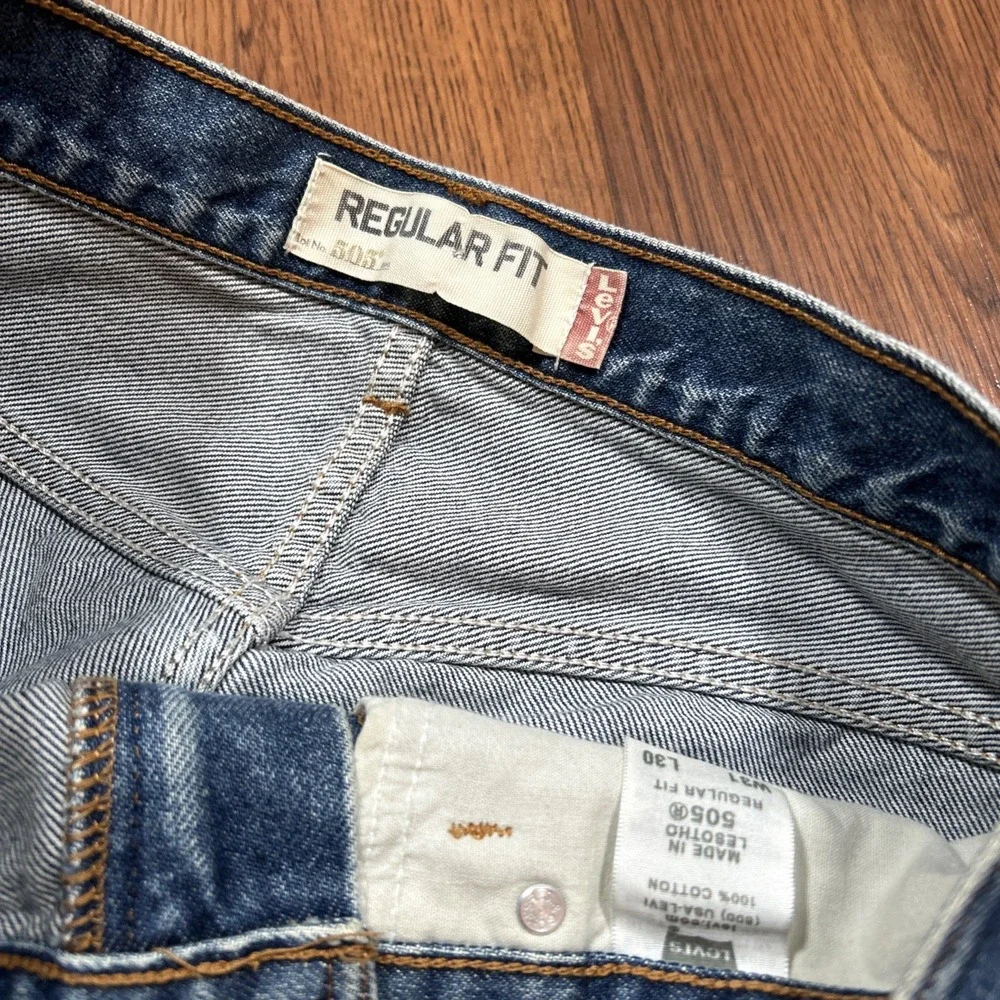 Vintage Y2K Levi's 505 Regular Fit Straight Leg Jeans Blue Denim Men 30x29 Fade